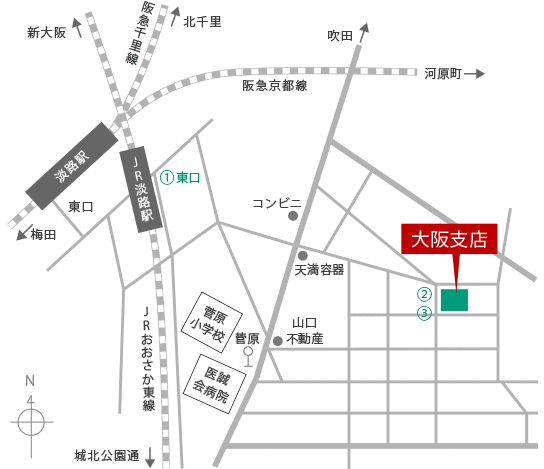 寺岡製作所 大阪支店MAP